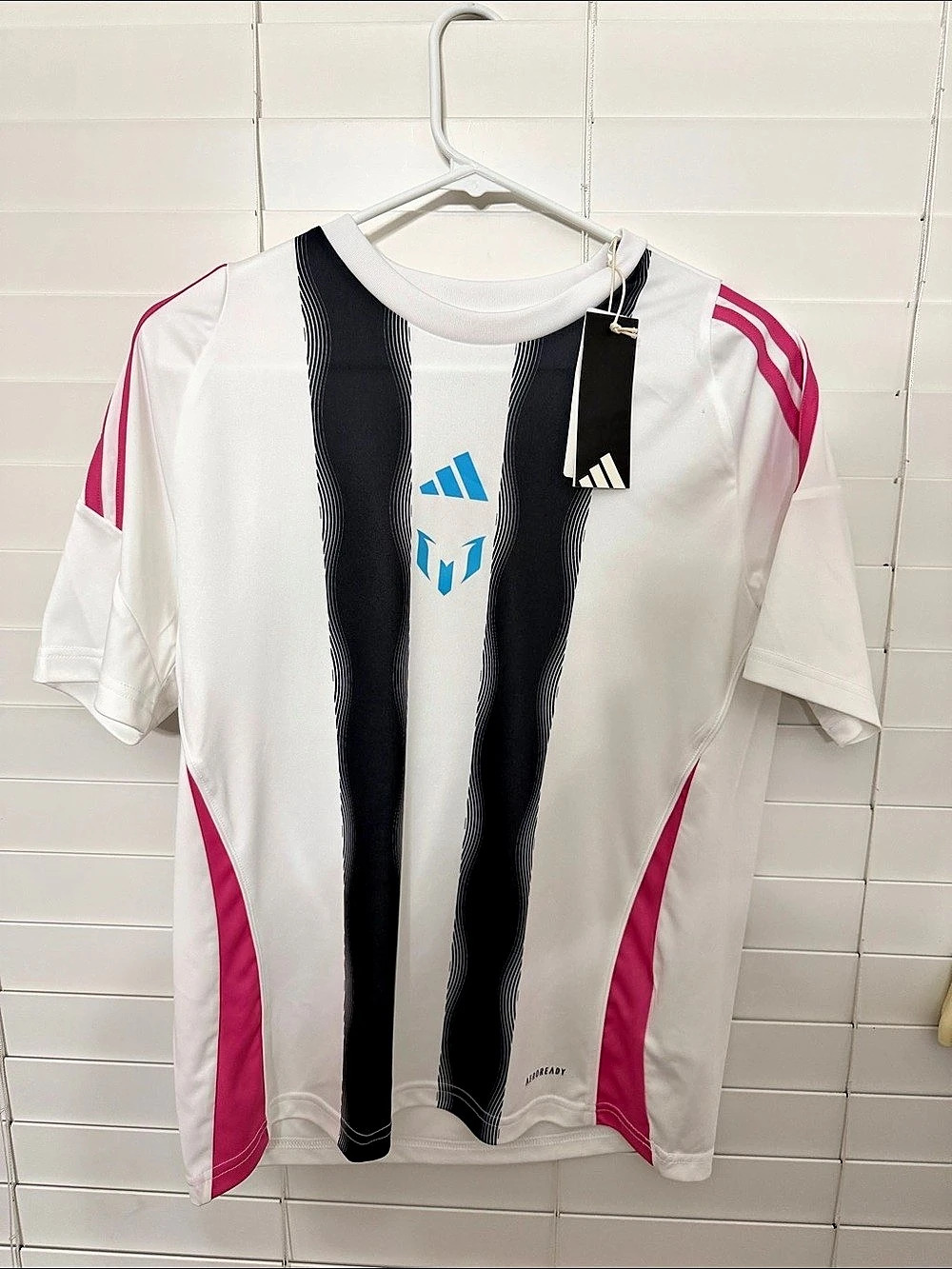 NWT Kids adidas Messi Trikot Y Jersey Boys Soccer Jersey White & Pink
